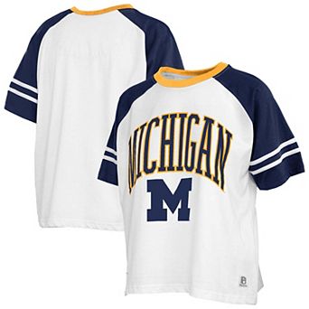 Women's Pressbox White Michigan Wolverines Sky Colorblock T-Shirt
