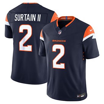 Men's Nike Pat Surtain II Navy Denver Broncos Alternate Vapor F.U.S.E. Stitched Limited Jersey