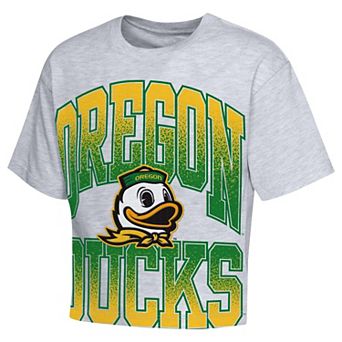 Girls Youth Outerstuff Heather Gray Oregon Ducks Big Team Energy Cropped Boxy T-Shirt
