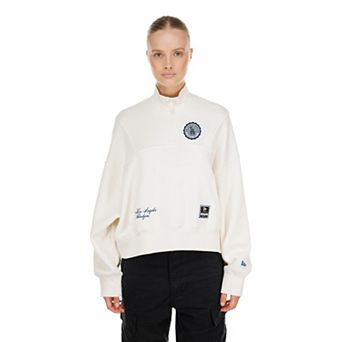 Women's New Era Light Beige Los Angeles Dodgers Dune Dust Quarter-Zip Fleece