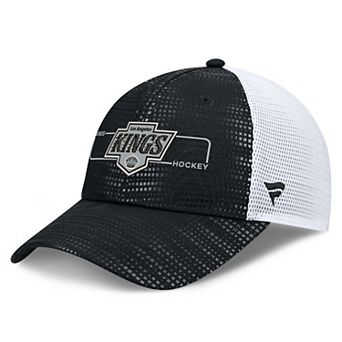 Men's Fanatics Black Los Angeles Kings Authentic Pro Rink Boxed Logo Trucker Hat