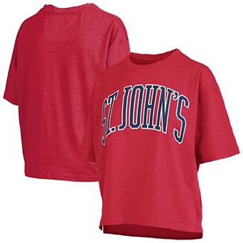Women's Pressbox Red St. John's Red Storm Oversized Nelson Arch Over Logo Slub T-Shirt