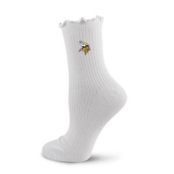 Women's PRO Compression White Minnesota Vikings Logo Lettuce Hem Quarter Socks