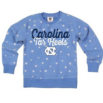 Girls Youth Wes & Willy Carolina Blue North Carolina Tar Heels Shimmer Star Reverse Fleece Sweatshirt