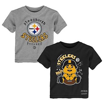 Toddler Mitchell & Ness Black/Gray Pittsburgh Steelers Two-Pack Sketched Up T-Shirt Set
