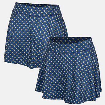 Women's ZooZatz Navy West Virginia Mountaineers Allover Print Flowy Skort