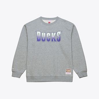 Men's Mitchell & Ness Heather Gray Milwaukee Bucks Walk-Off Fleece Sweatshirt
