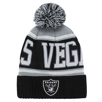 Youth Outerstuff Black Las Vegas Raiders True Edge Cuffed Knit Hat with Pom