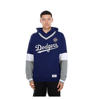 Men's New Era Royal Los Angeles Dodgers Color Blocked V-Neck Hoodie