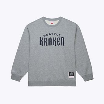 Men's Mitchell & Ness Heather Gray Seattle Kraken Walk-Off Logo Fleece Crewneck Sweatshirt