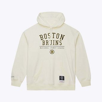 Men's Mitchell & Ness Cream Boston Bruins Walk-Off Vintage Logo Fleece Hoodie