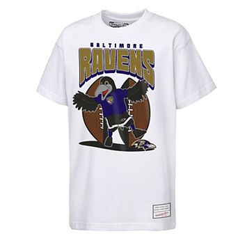 Youth Mitchell & Ness White Baltimore Ravens Mascot Mania T-Shirt