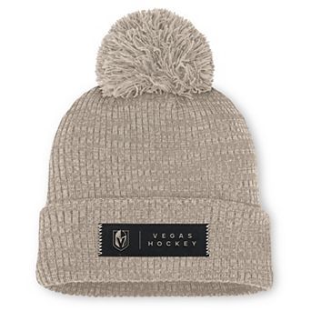 Women's Fanatics Light Beige Vegas Golden Knights Authentic Pro Road Cuffed Knit Hat with Pom