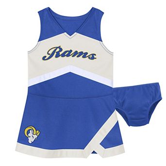 Girls Preschool Royal Los Angeles Rams Two-Piece Cheer Captain Jumper Dress with Bloomers Set