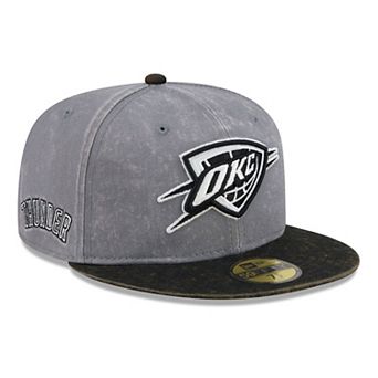 Men's New Era Gray/Black Oklahoma City Thunder Washed 59FIFTY Fitted Hat