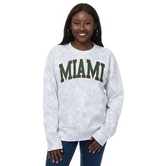 Women's ZooZatz Camo Miami Hurricanes Camo Arch Logo Fleece Crewneck Sweatshirt
