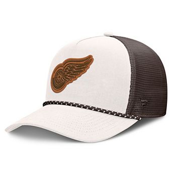 Men's Fanatics Cream/Brown Detroit Red Wings Level Up Bronco Rope A-Frame Trucker Adjustable Hat