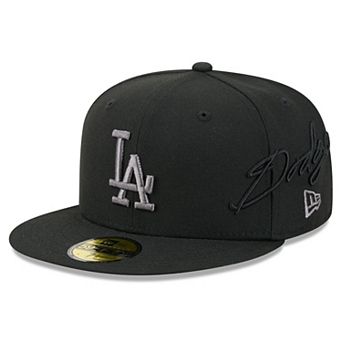 Men's New Era Black Los Angeles Dodgers Side Script 59FIFTY Fitted Hat