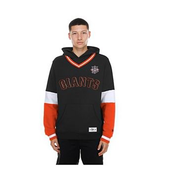 Men's New Era Black San Francisco Giants Color Blocked V-Neck Hoodie