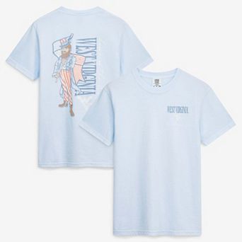 Women's Light Blue West Virginia Mountaineers Americana Mascot Comfort Colors T-Shirt