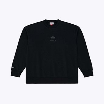 Men's Mitchell & Ness Black Buffalo Bills Core Essentials Micro Logo Fleece Sweatshirt