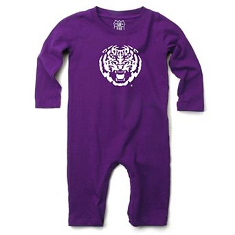 Infant Wes & Willy Purple LSU Tigers Long Sleeve Romper