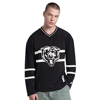 Men's Starter Black/White Chicago Bears Lineup Long Sleeve T-Shirt