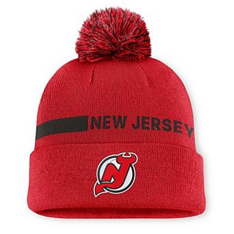 Women's Fanatics Red New Jersey Devils Authentic Pro Rink Cuffed Knit Hat with Pom