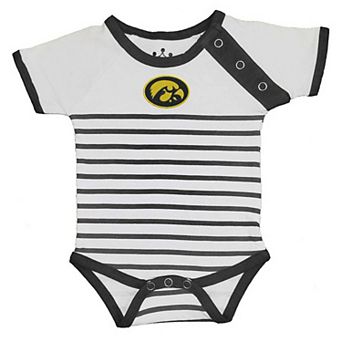 Newborn & Infant Little King Black/White Iowa Hawkeyes Shoulder Snap Bodysuit