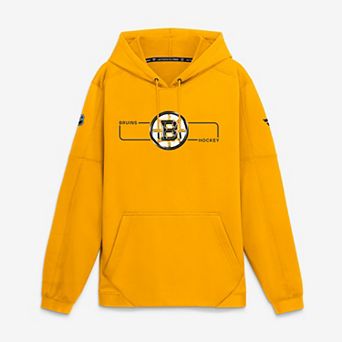 Men's Fanatics Gold Boston Bruins Authentic Pro Rink Fleece Pullover Hoodie