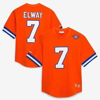 Men's Mitchell & Ness John Elway Orange Denver Broncos Retired Player Name & Number Mesh Top