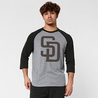 Men's Homage Gray San Diego Padres Raglan Tri-Blend 3/4-Sleeve T-Shirt