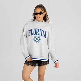 Women's Gameday Couture Heather Gray Florida Gators Rally Point Contrast Stripe Mock Neck Sweatshirt