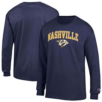 Men's Champion Navy Nashville Predators Jersey Long-Sleeve T-Shirt