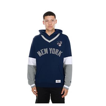 Men's New Era Navy New York Yankees Color Blocked V-Neck Hoodie