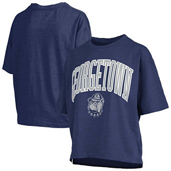 Women's Pressbox Navy Georgetown Hoyas Oversized Nelson Arch Over Logo Slub T-Shirt