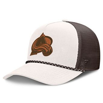 Men's Fanatics Cream/Brown Colorado Avalanche Level Up Bronco Rope A-Frame Trucker Adjustable Hat