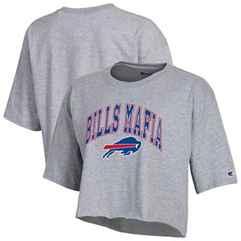 Women's Champion Gray Buffalo Bills Bills Mafia Cropped Boyfriend T-Shirt