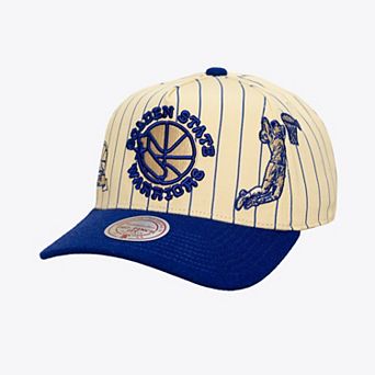 Men's Mitchell & Ness Cream Golden State Warriors Hardwood Classics Retro Roots Stripe Pro Adjustable Hat
