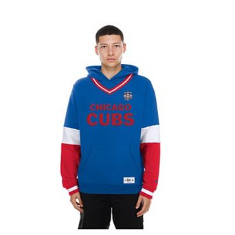 Men's New Era Royal Chicago Cubs Color Blocked V-Neck Hoodie