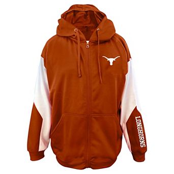 Men's Big & Tall Profile Texas Orange Texas Longhorns Sleeve Block Full-Zip Hoodie