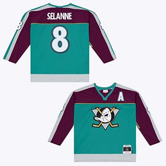 Men's Mitchell & Ness Teemu Selanne Teal Anaheim Ducks 1997/98 Alternate Captain Patch Power Play Jersey