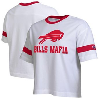 Women's Champion White Buffalo Bills Bills Mafia Vintage Ringer T-Shirt