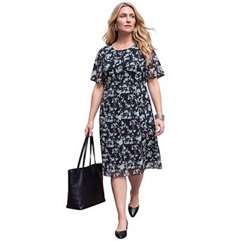 Catherines Women's Plus Size Bryn Reversible Mesh Midi Dress