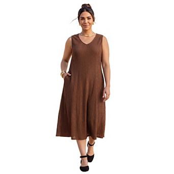 Catherines Women's Plus Size Petite Crushed Jersey Knit Tank Dress