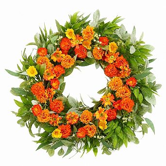 24 Inch Artificial Spring Summer Wreath For Front Door Farmhouse Home Decor