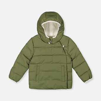 Little Kids Unisex Quilted Winter Jacket Adapted for Car Seats