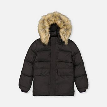 Big Kids Unisex Winter Jacket with Faux-Fur Hood