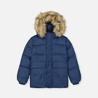 Big Kids Unisex Winter Jacket with Faux-Fur Hood