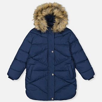 Little Kids Girl Diamond Quilted Long Winter Puffer Coat